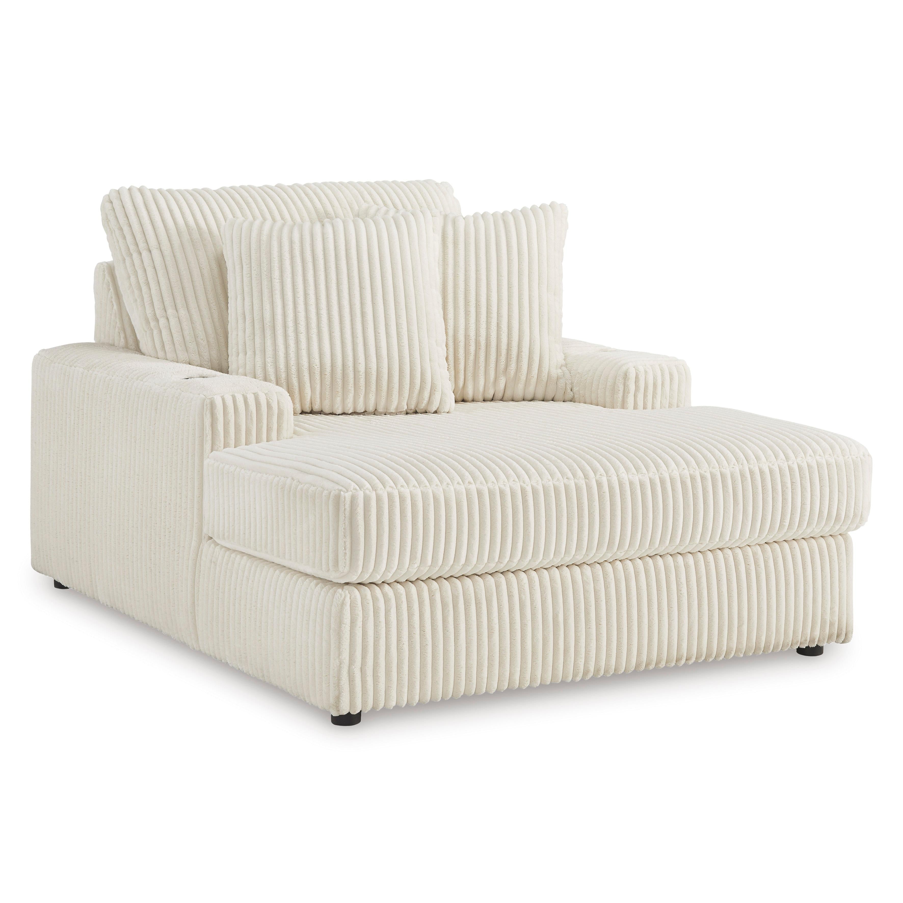 Luxurious Ivory Fabric Oversized Lindyn Chaise Lounge