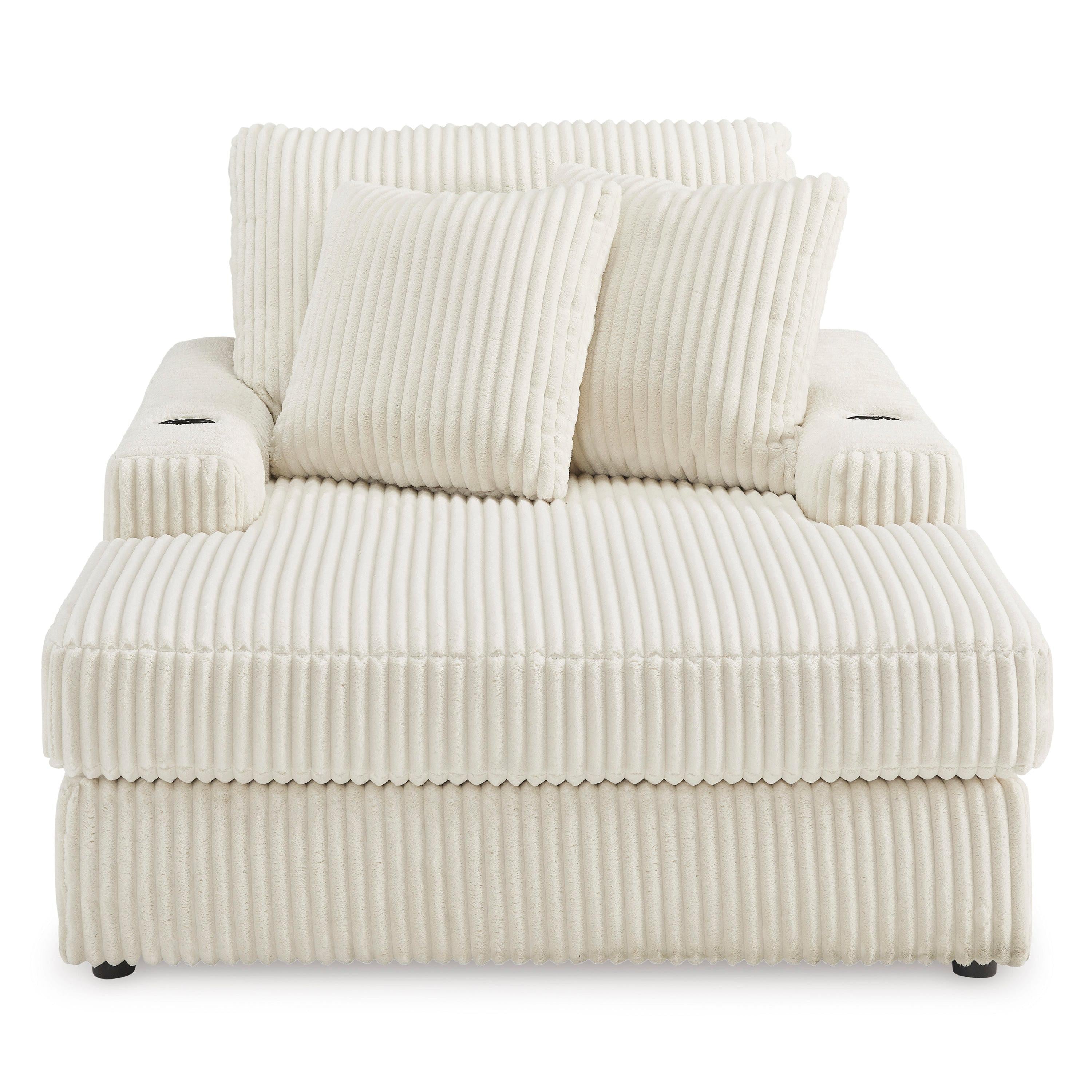 Luxurious Ivory Fabric Oversized Lindyn Chaise Lounge