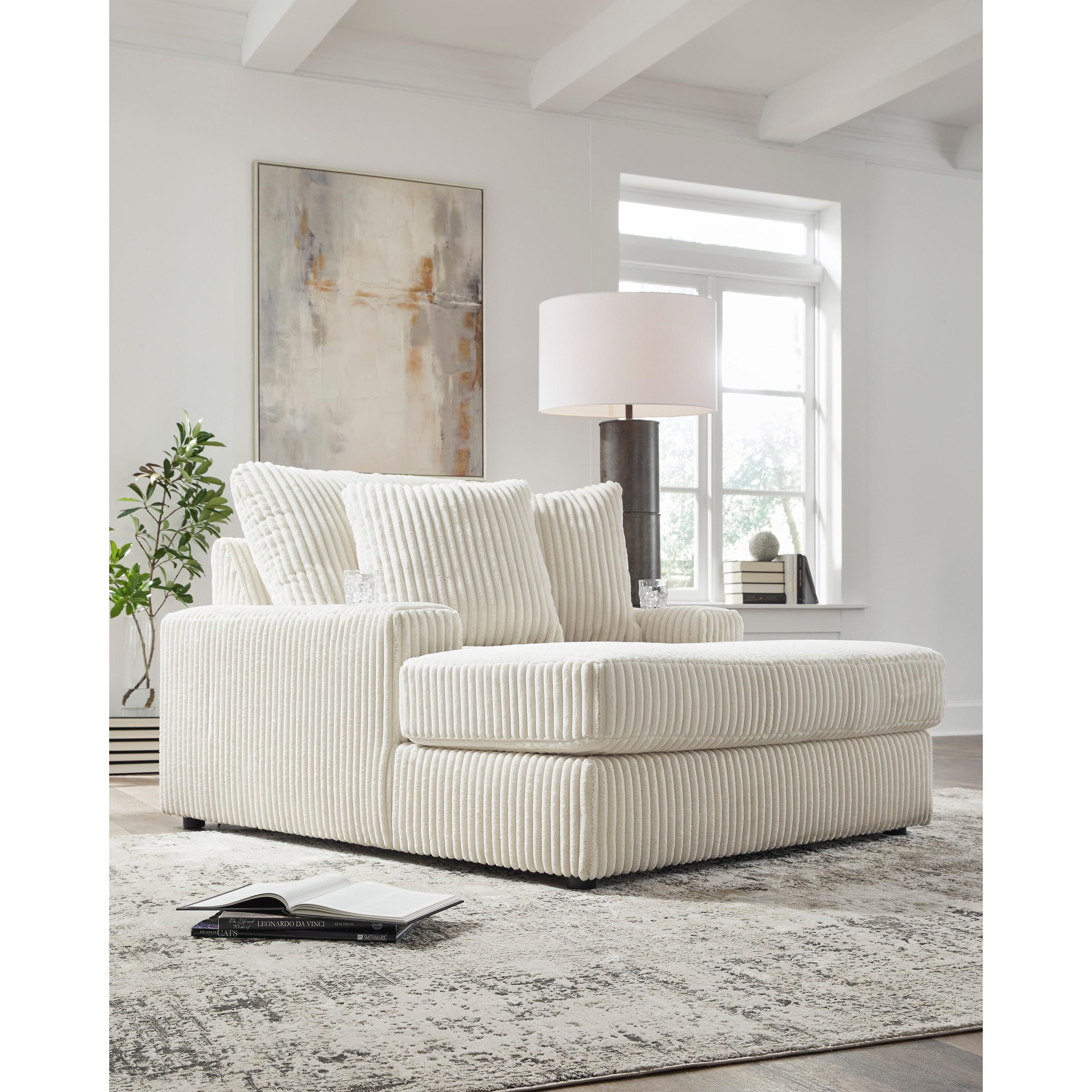 Luxurious Ivory Fabric Oversized Lindyn Chaise Lounge