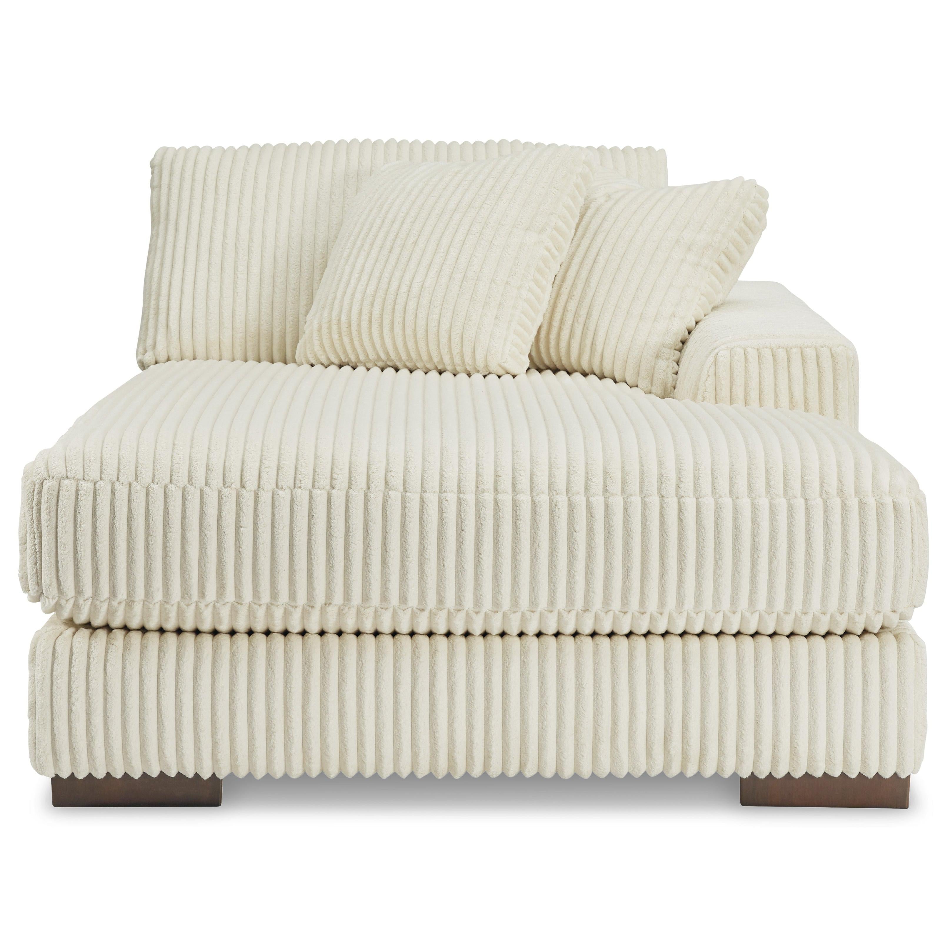 Elegant Ivory Fabric 3-Seater Sectional Sofa with Right-Facing Chaise by Lindyn