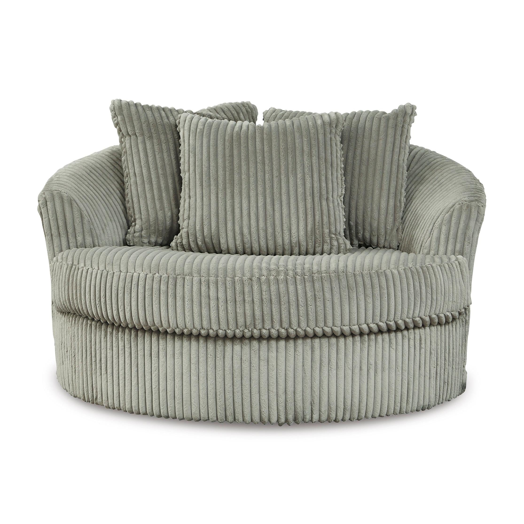 Cozy Lindyn Oversized Swivel Chair in Soft Fog Fabric