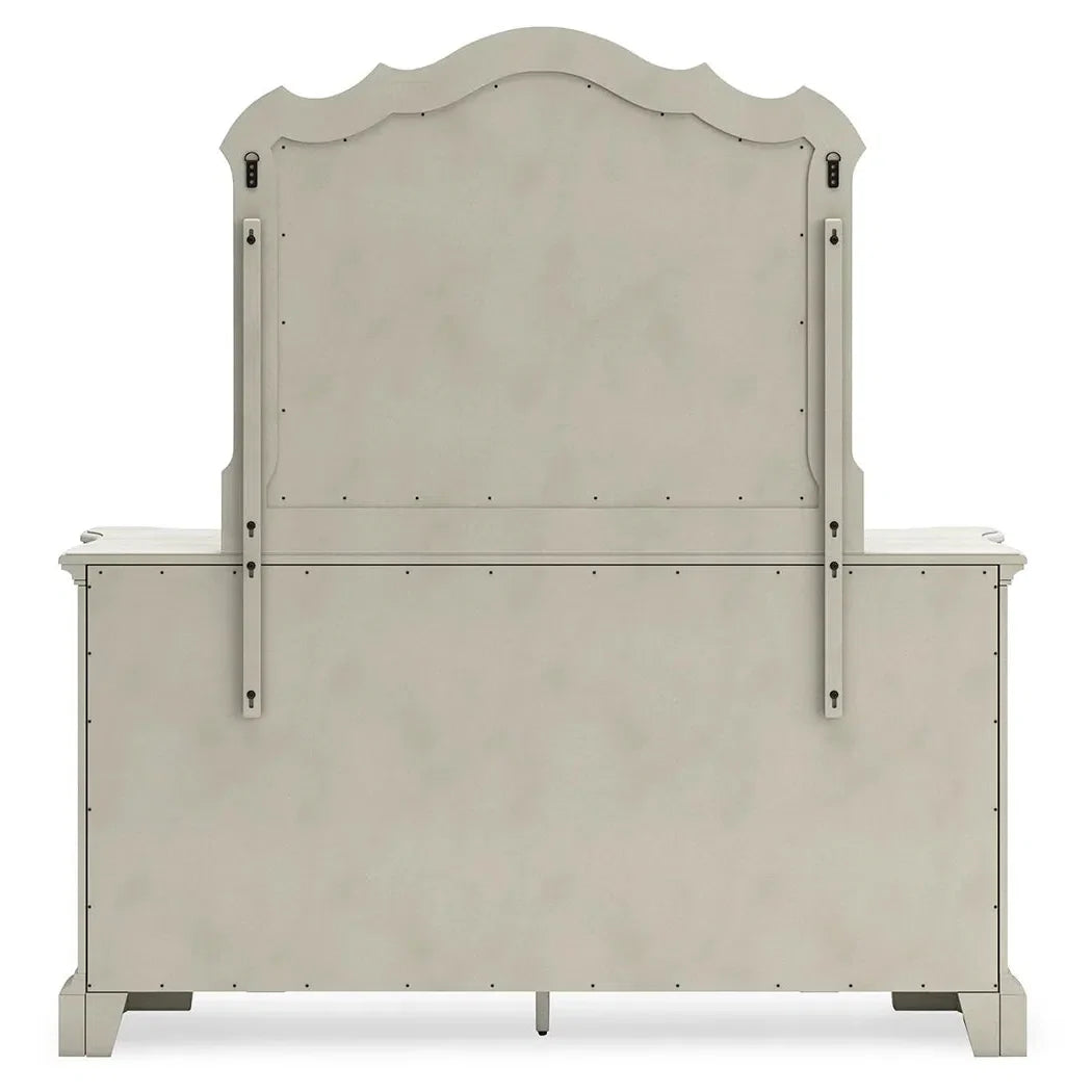 Elegant Antique White Arlendyne Bedroom Dresser with Stunning Mirror