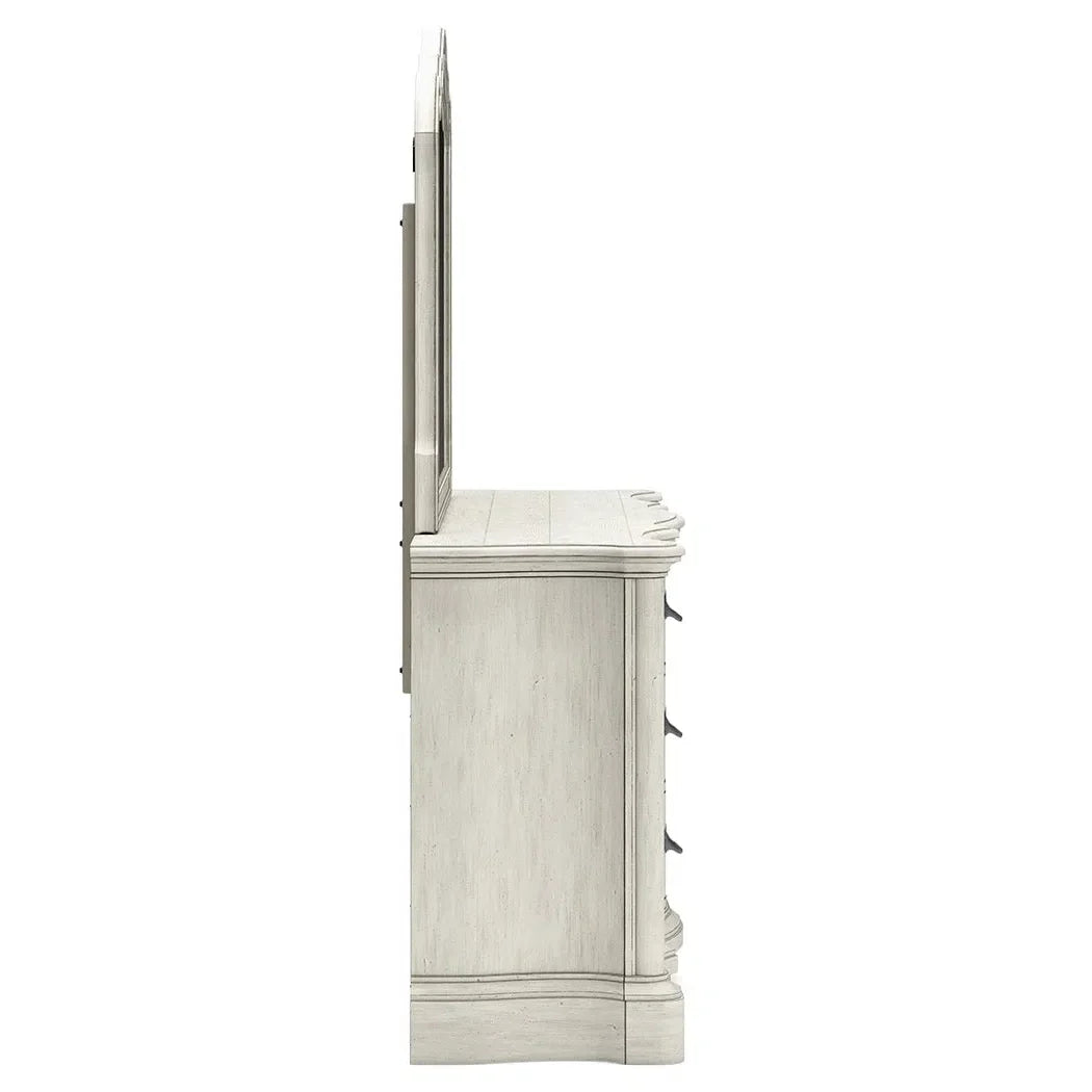 Elegant Antique White Arlendyne Bedroom Dresser with Stunning Mirror