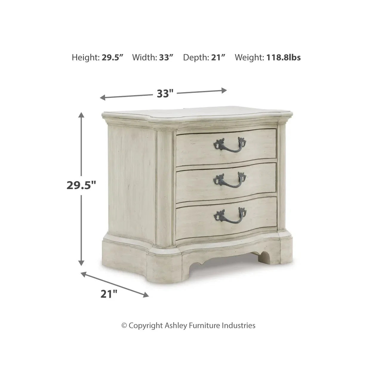 Charming Antique White Arlendyne Bedside Table