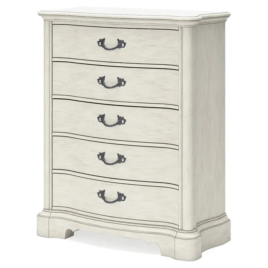 Elegant Arlendyne Tallboy Chest of Drawers in Timeless Antique White Finish