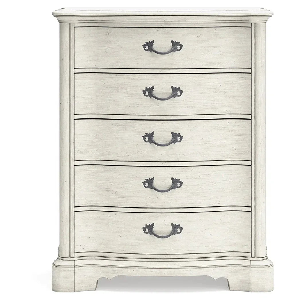 Elegant Arlendyne Tallboy Chest of Drawers in Timeless Antique White Finish