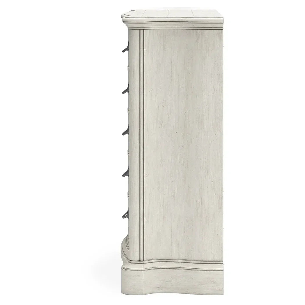 Elegant Arlendyne Tallboy Chest of Drawers in Timeless Antique White Finish