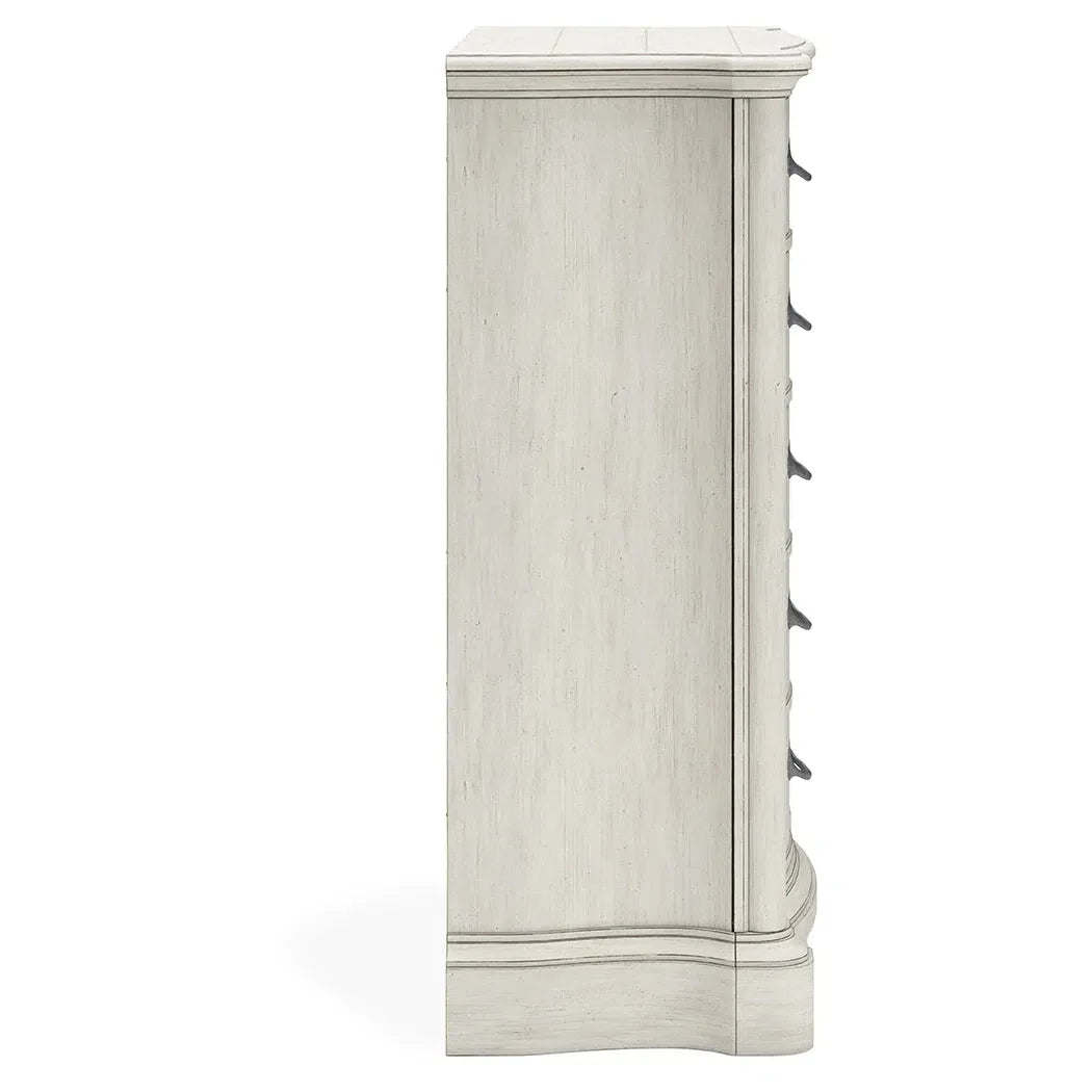 Elegant Arlendyne Tallboy Chest of Drawers in Timeless Antique White Finish