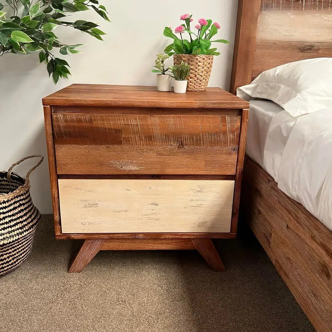 Boatwood Bedside Table - Multi Mocha