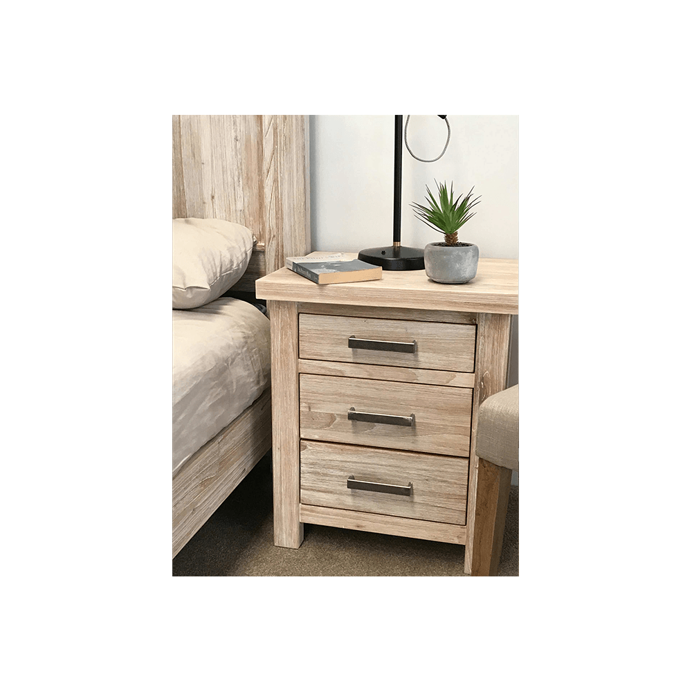 Cancun Coastal Bedside Table - White Wash