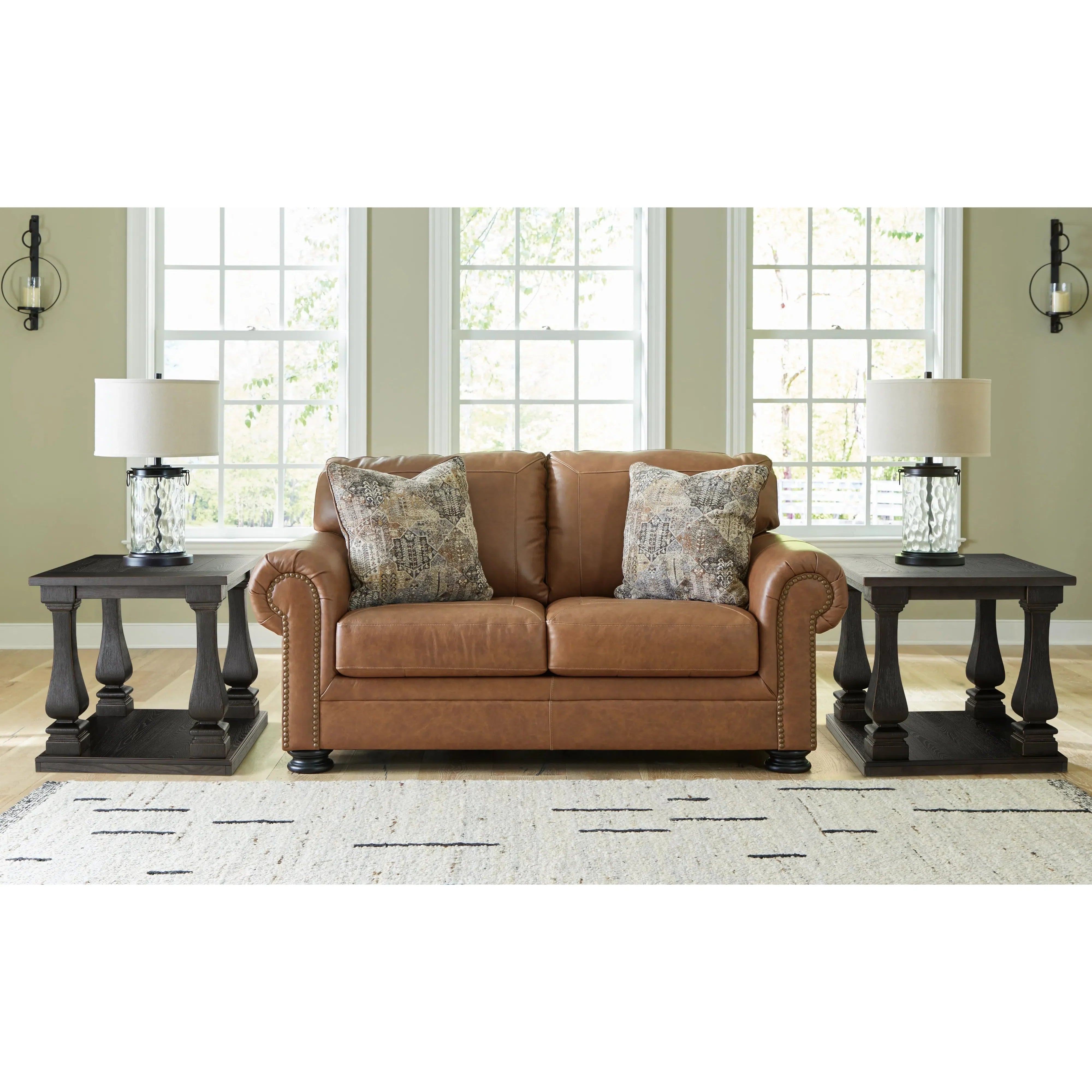 Elegant Carianna 2-Seater Sofa in Rich Caramel Leather