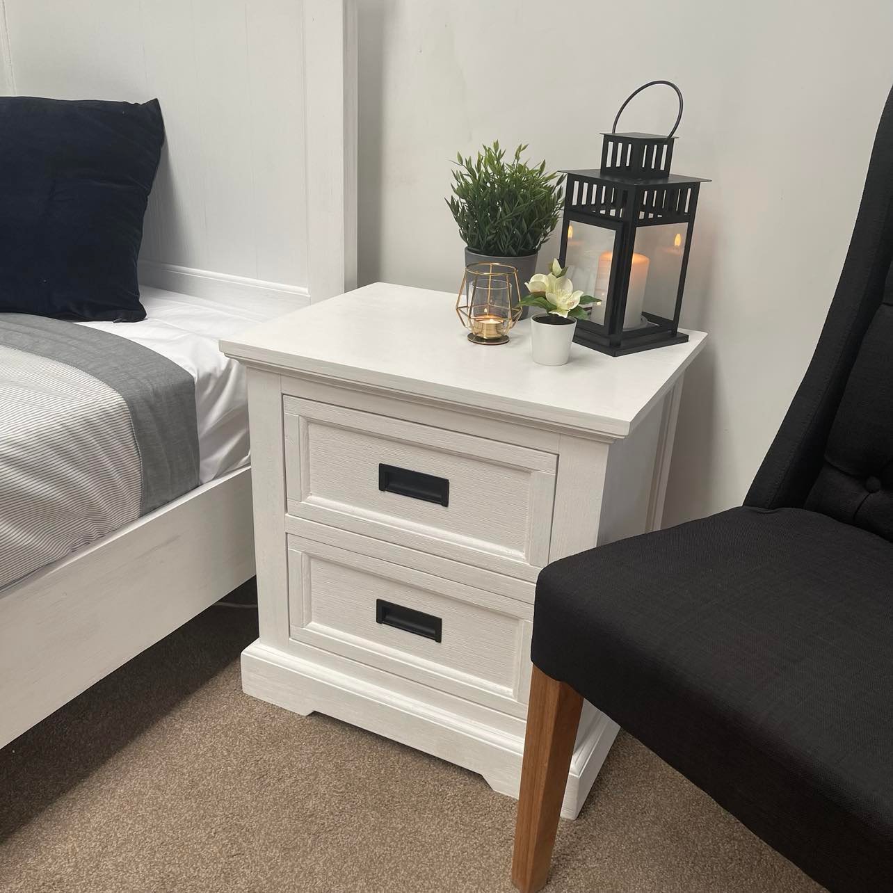 Hampton Coastal Bedside Table - White