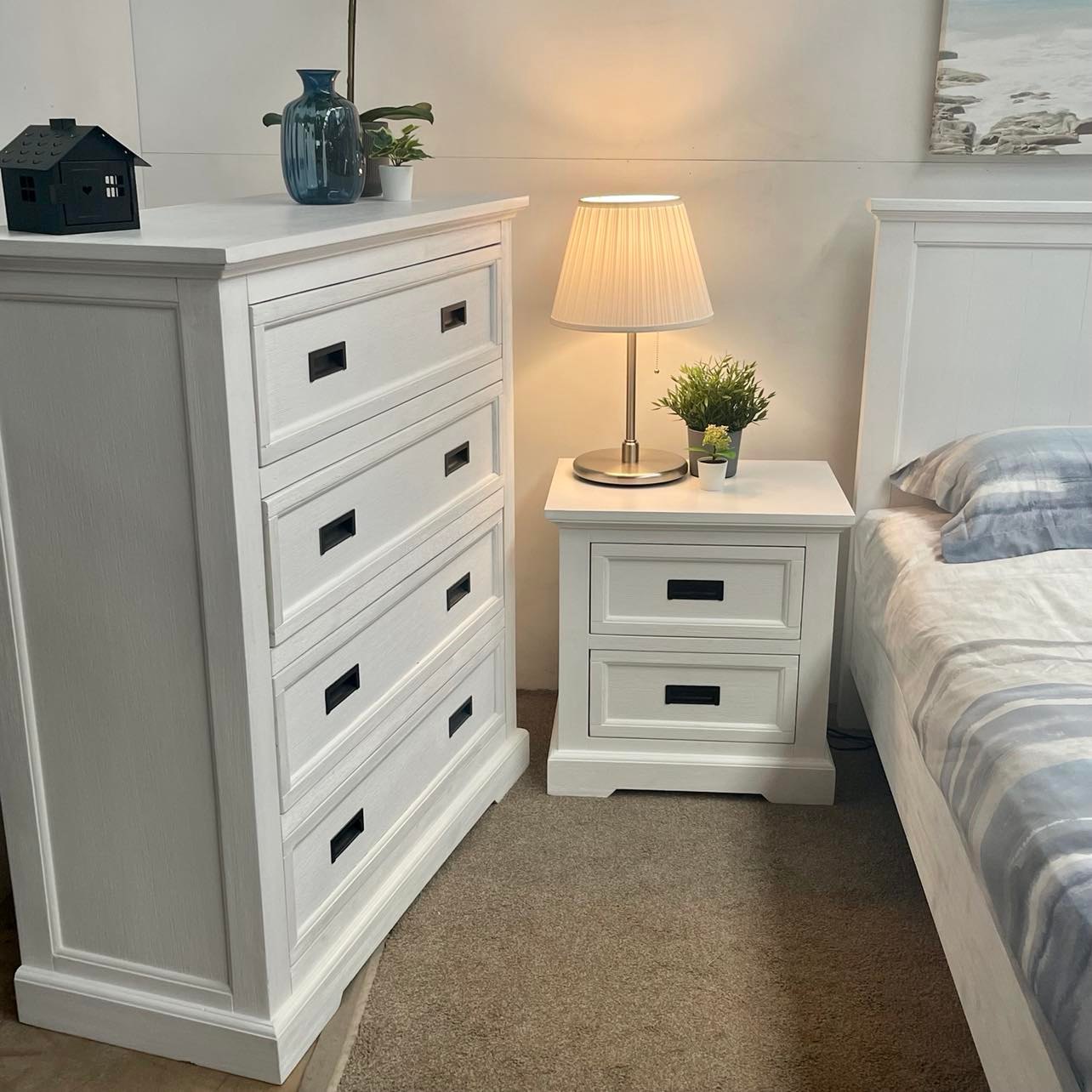 Hampton Coastal Bedside Table - White