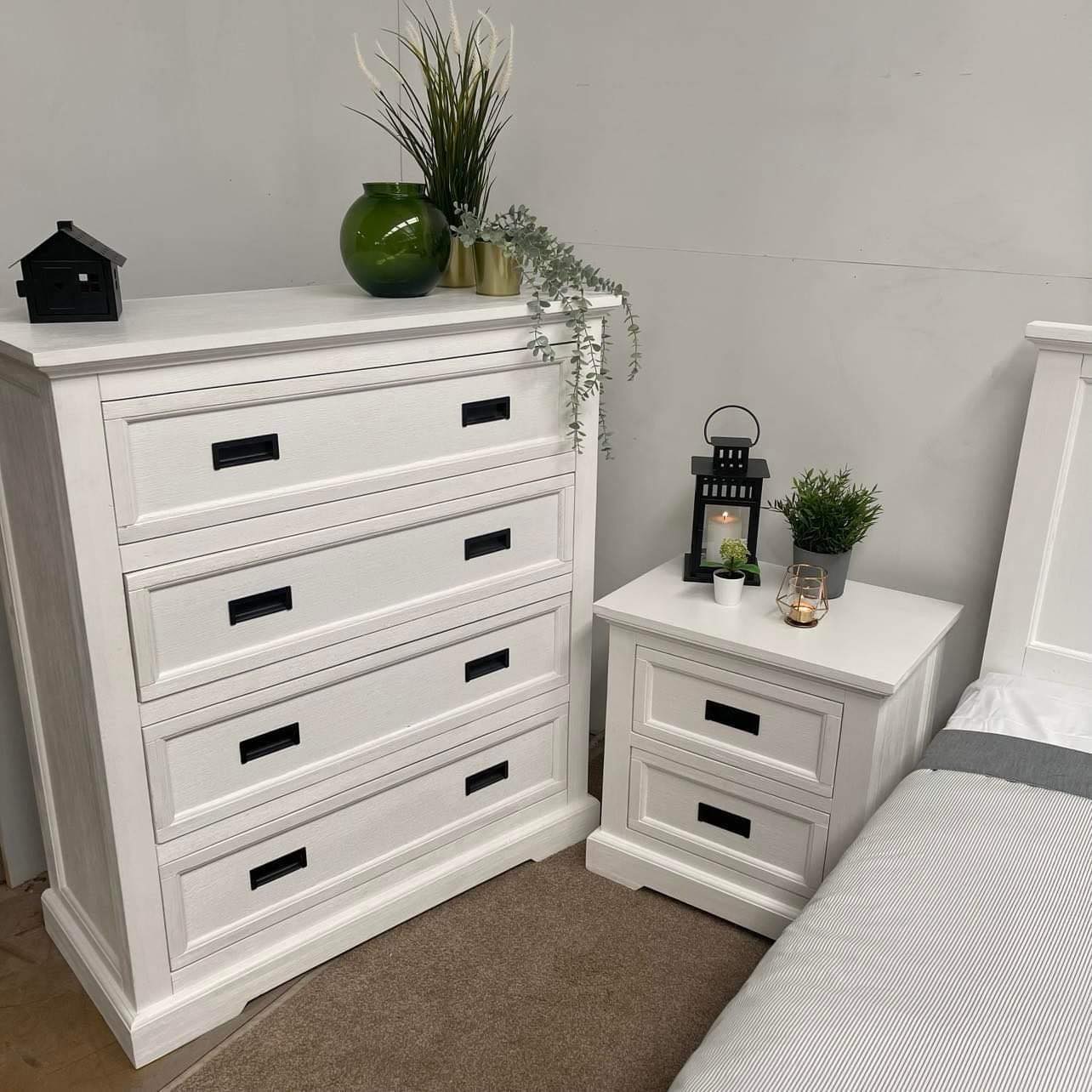 Hampton Coastal Bedside Table - White