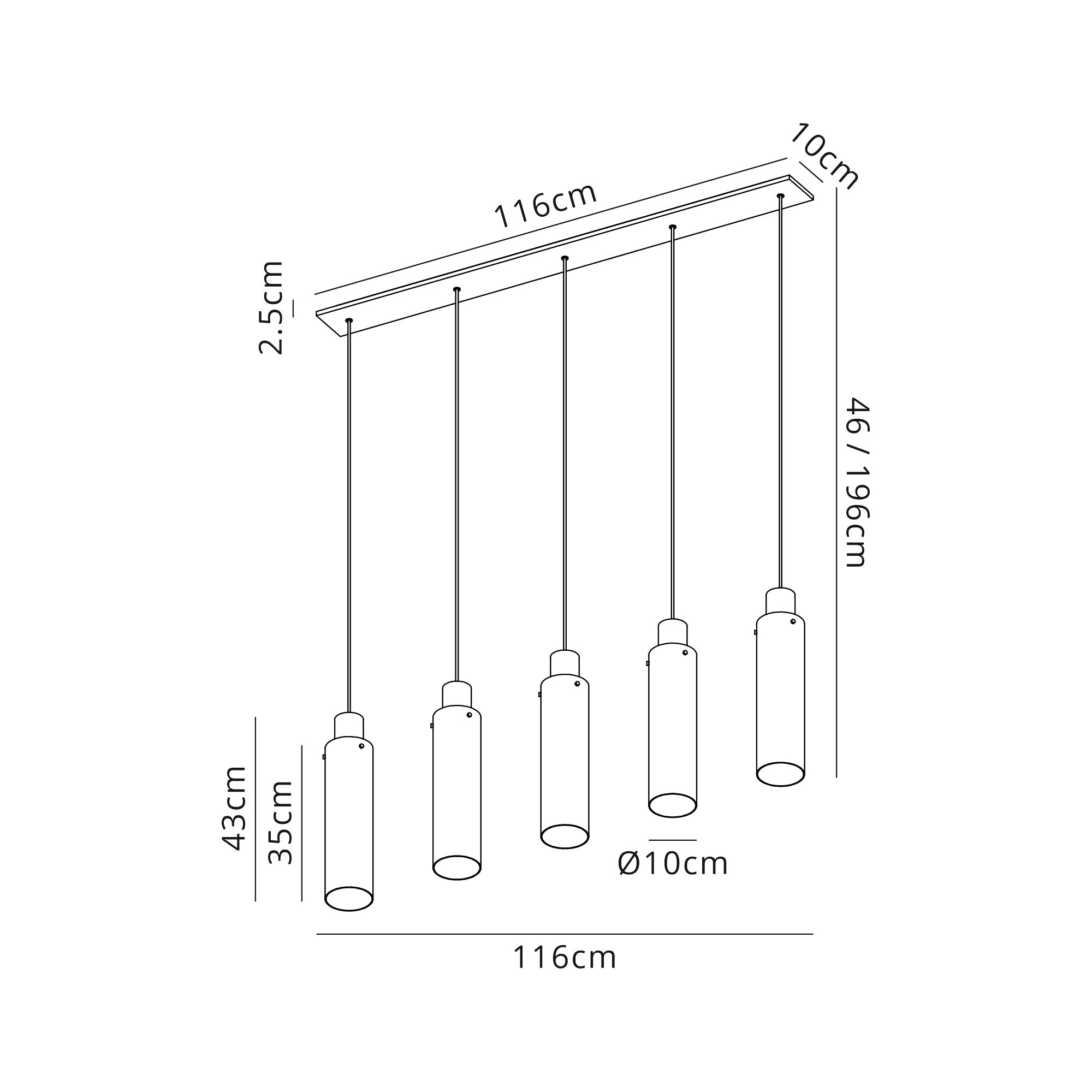 Elegant Brooks 5-Light Slim Linear Pendant Fixture