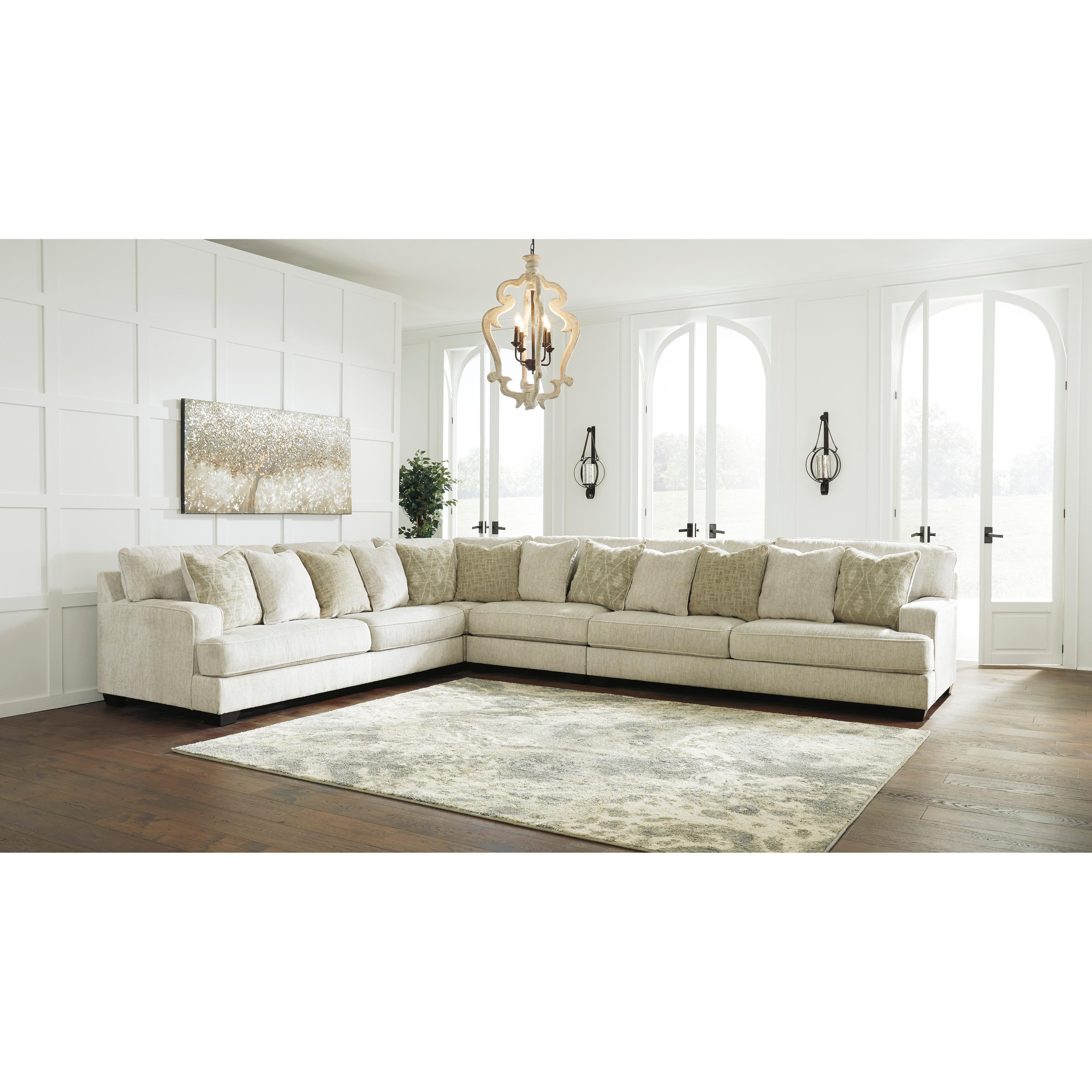 Chic Rawcliffe 6-Seat Corner Sectional in Soft Parchment Fabric