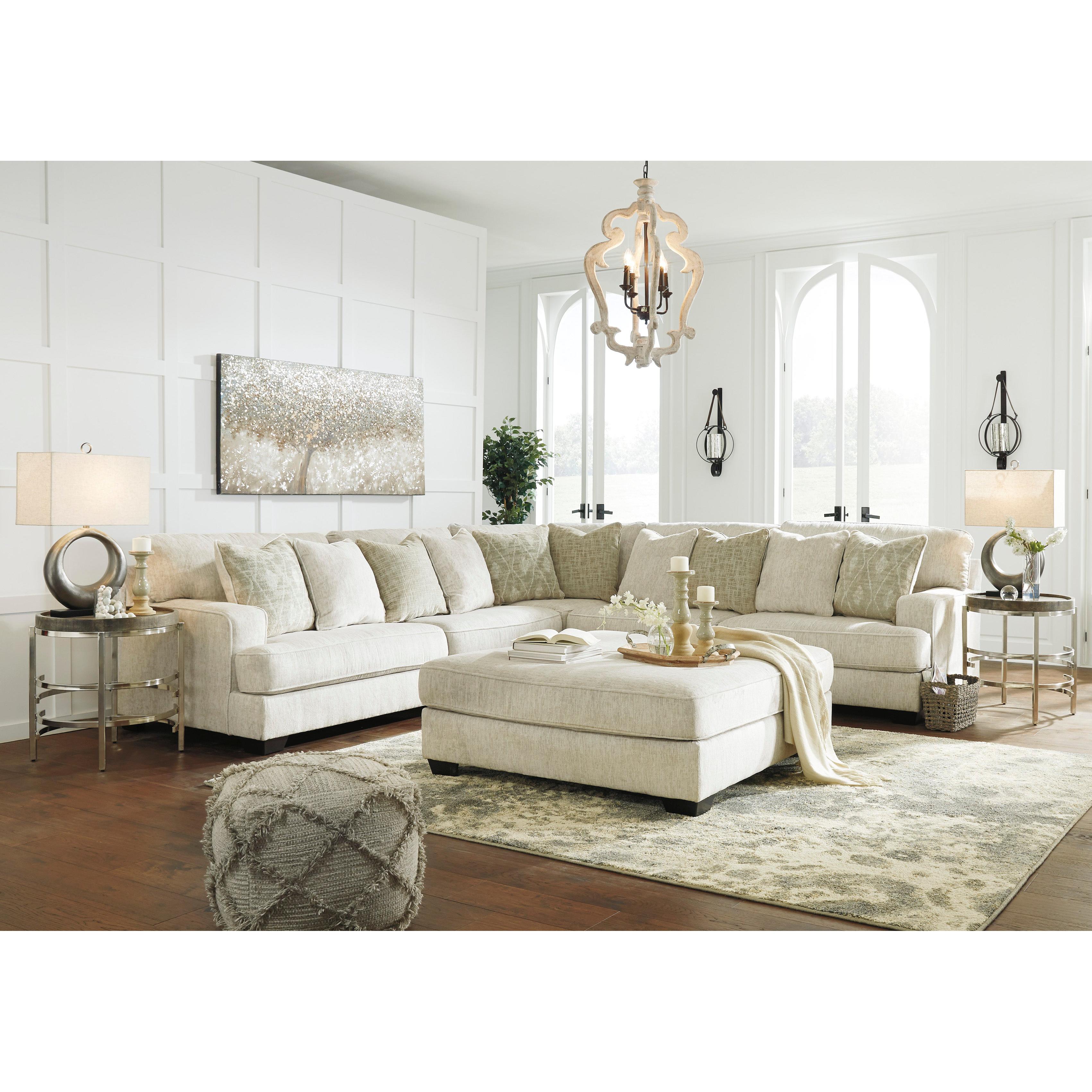 Luxurious 5-Seat Corner Sectional in Elegant Parchment Fabric