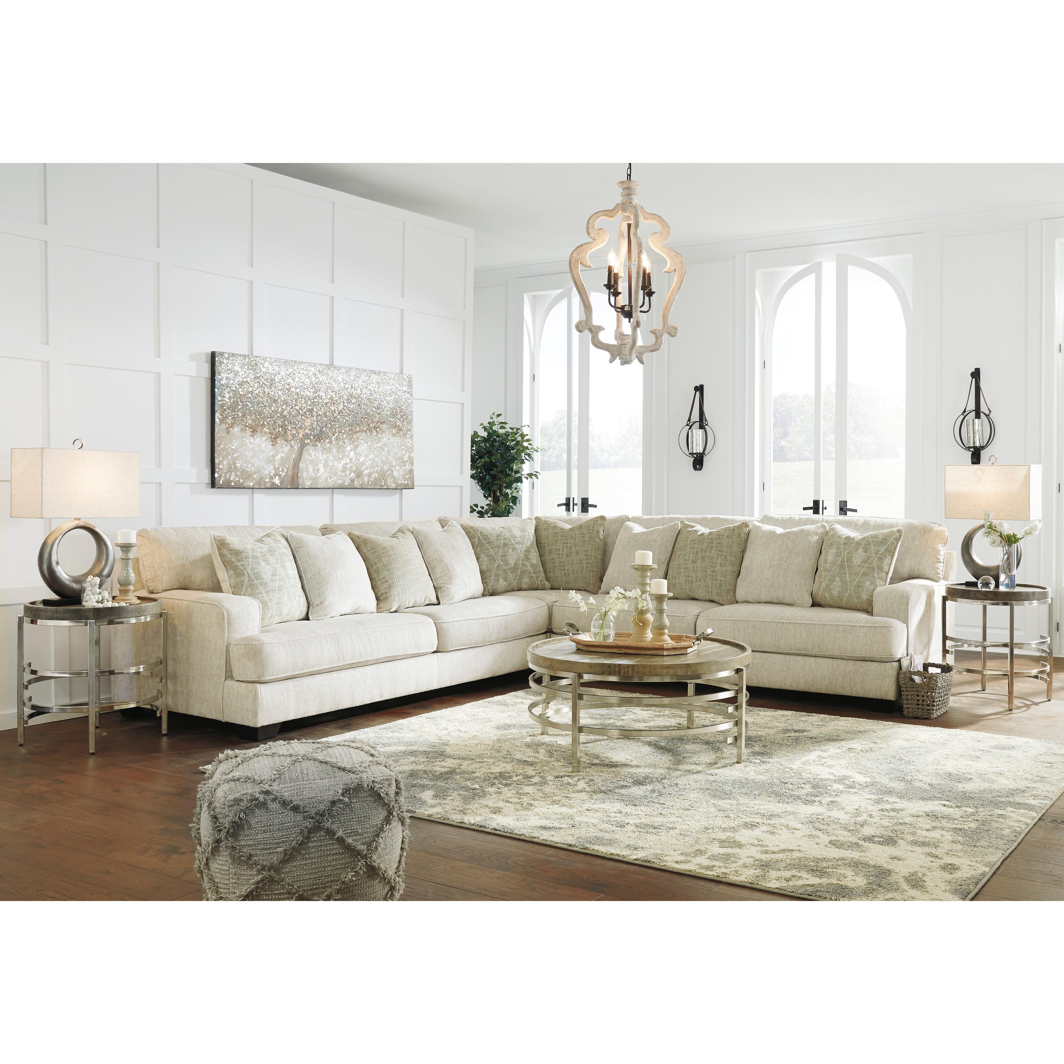 Luxurious 5-Seat Corner Sectional in Elegant Parchment Fabric