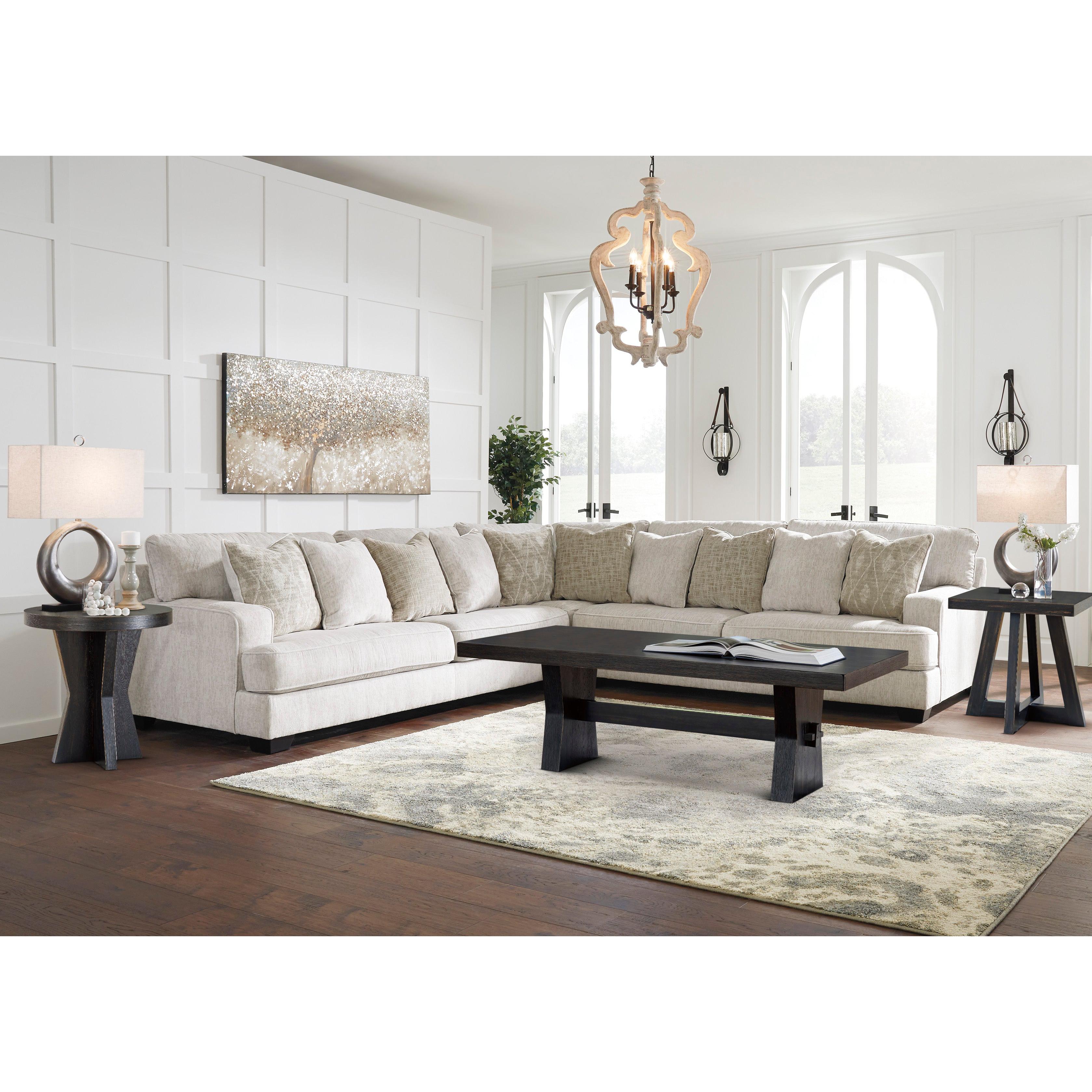 Luxurious 5-Seat Corner Sectional in Elegant Parchment Fabric