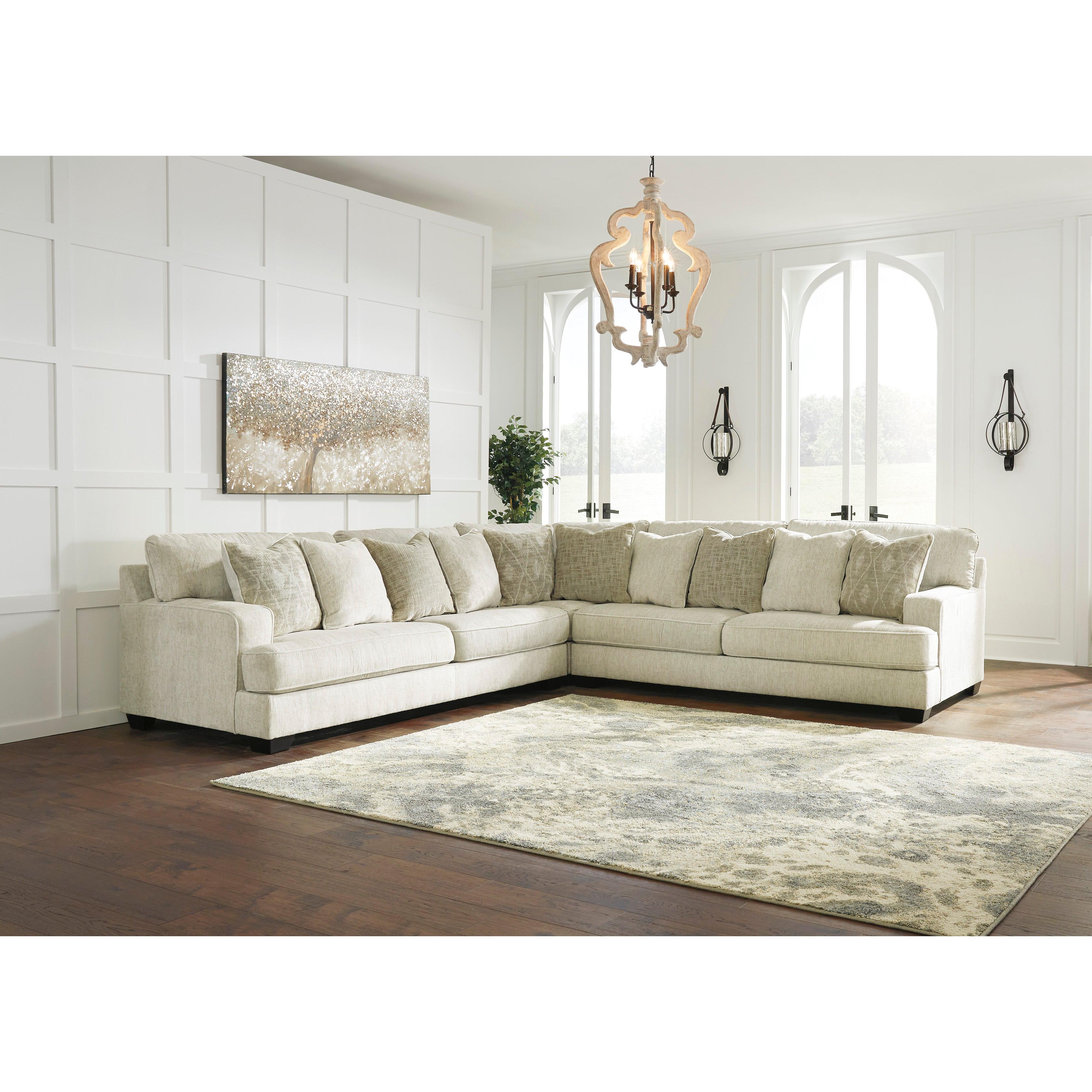 Luxurious 5-Seat Corner Sectional in Elegant Parchment Fabric