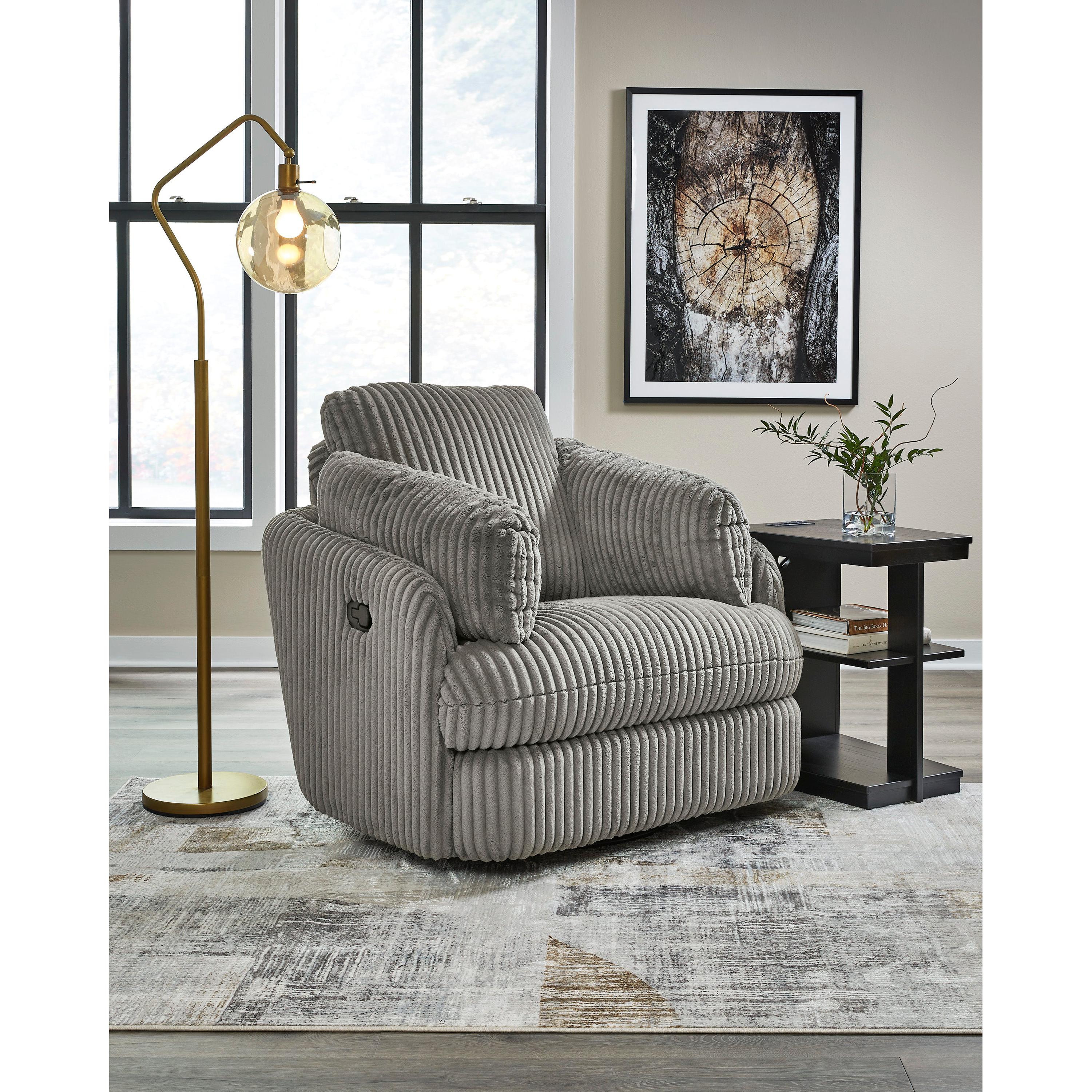 Ultimate Comfort Tie-Breaker Swivel Glider Recliner in Soft Fog