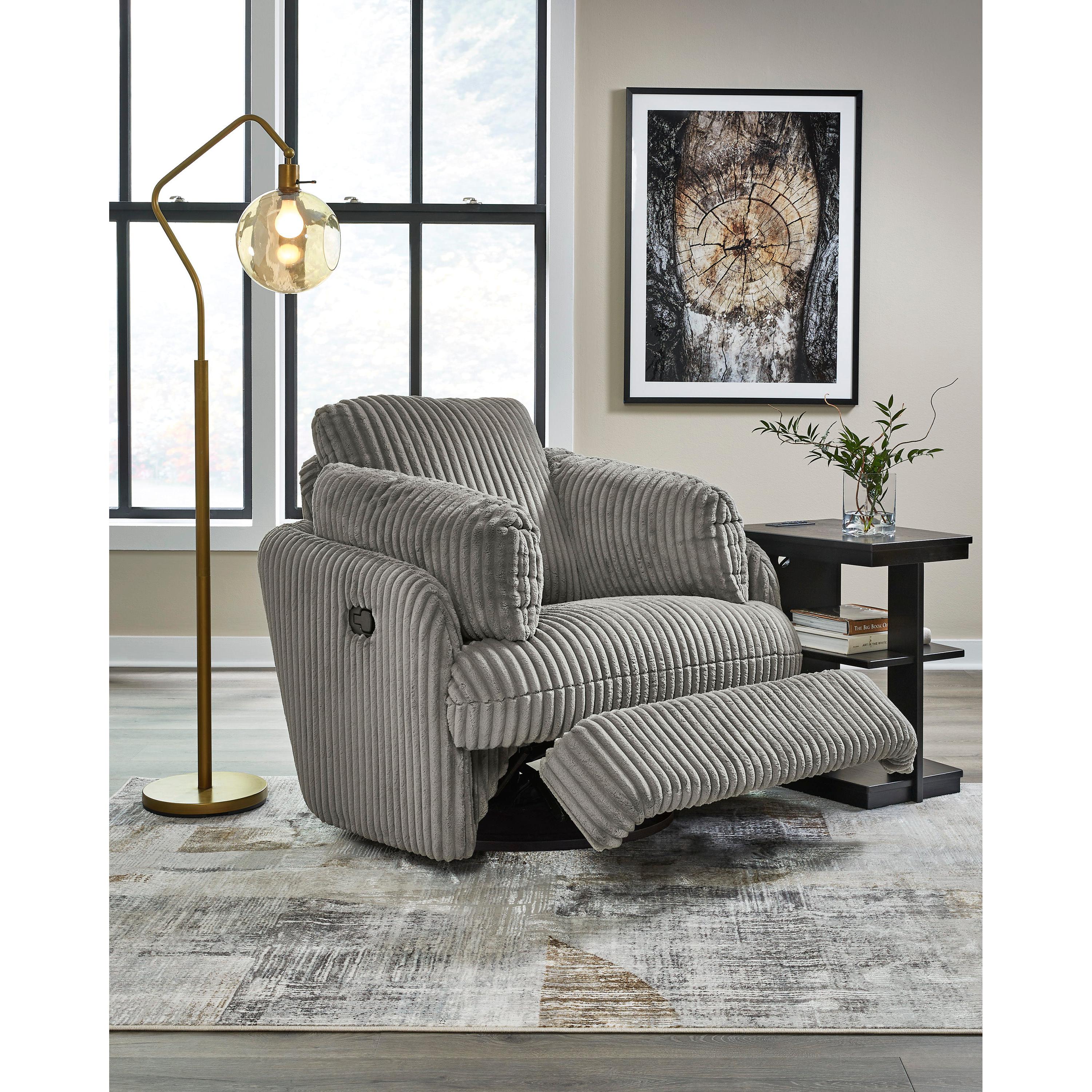 Ultimate Comfort Tie-Breaker Swivel Glider Recliner in Soft Fog