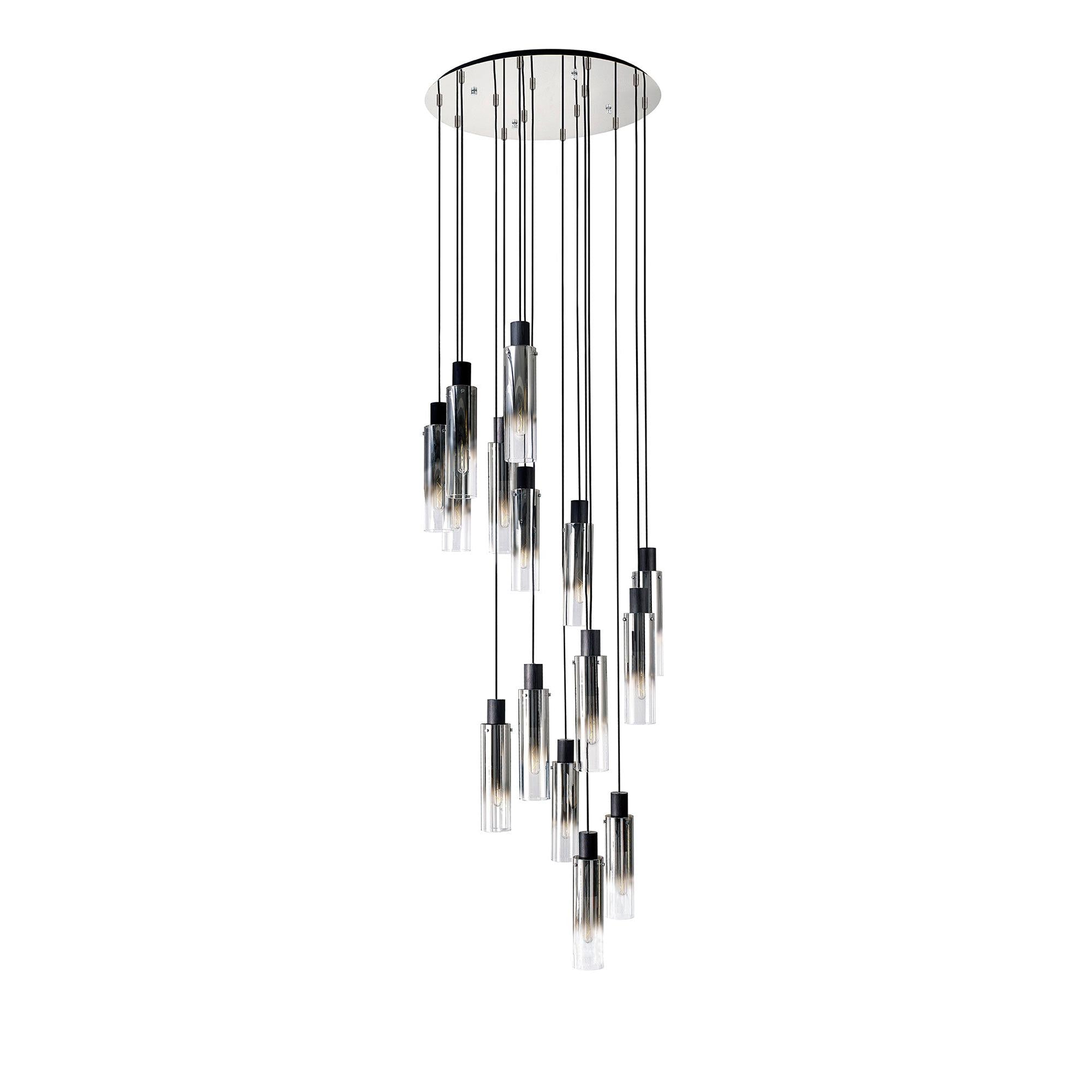 Elegant 15-Light Slim Round Pendant by Brooks