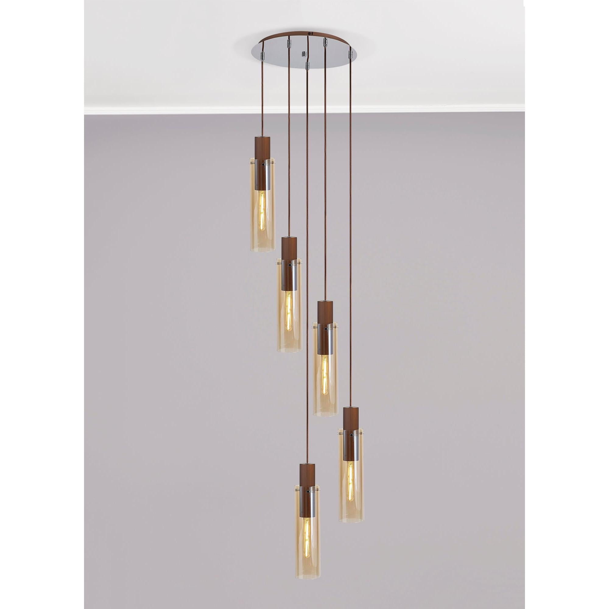 Elegant Brooks Slim 5-Light Round Pendant Fixture