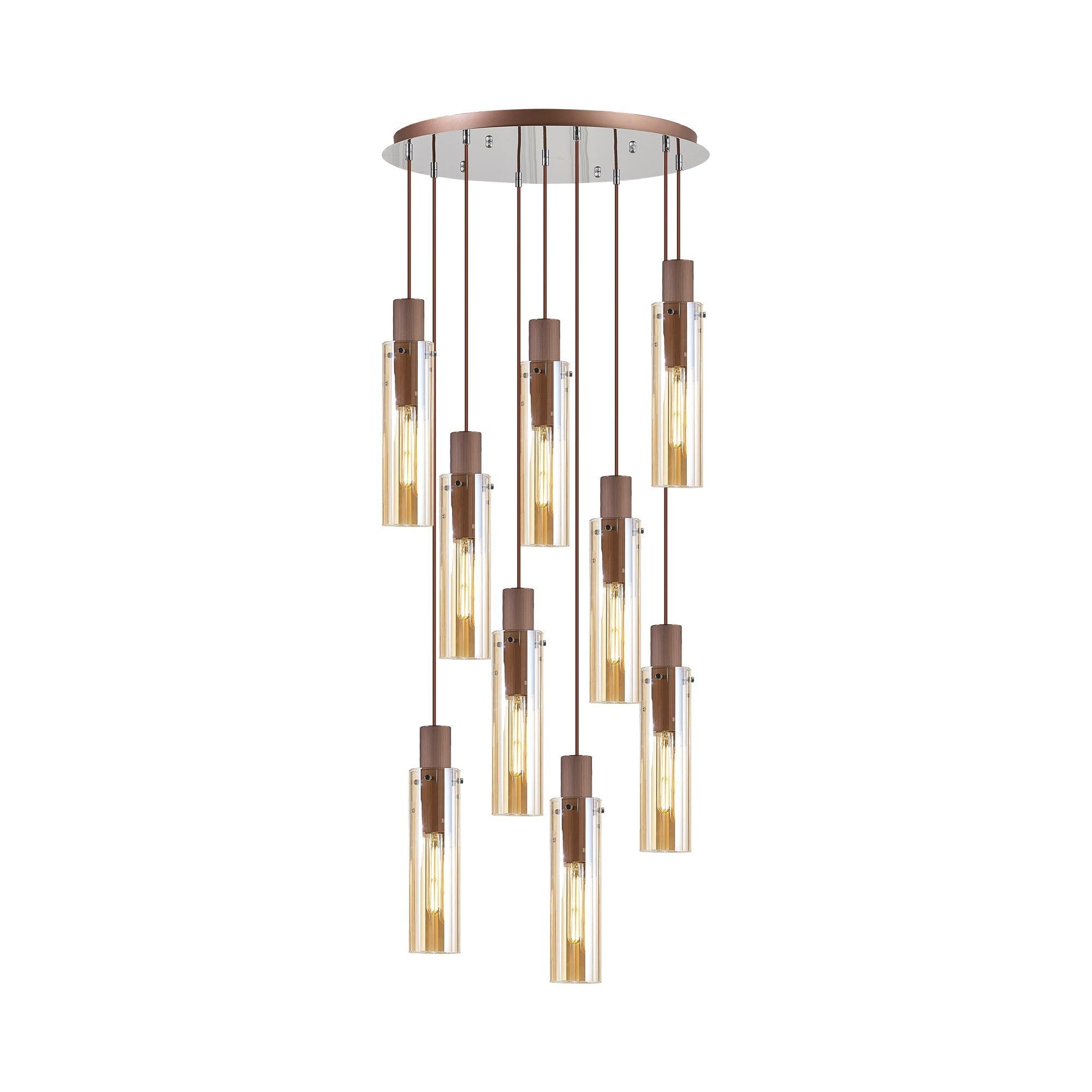 Elegant Brooks Slim Round 9-Light Pendant Fixture