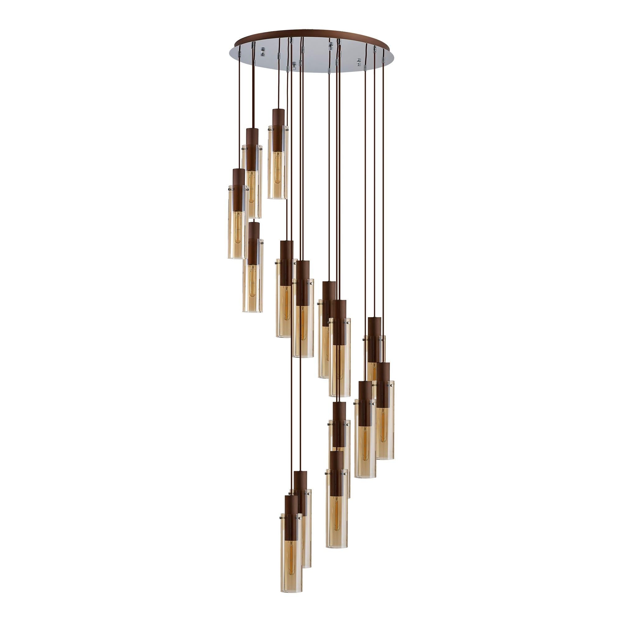 Elegant 15-Light Slim Round Pendant by Brooks