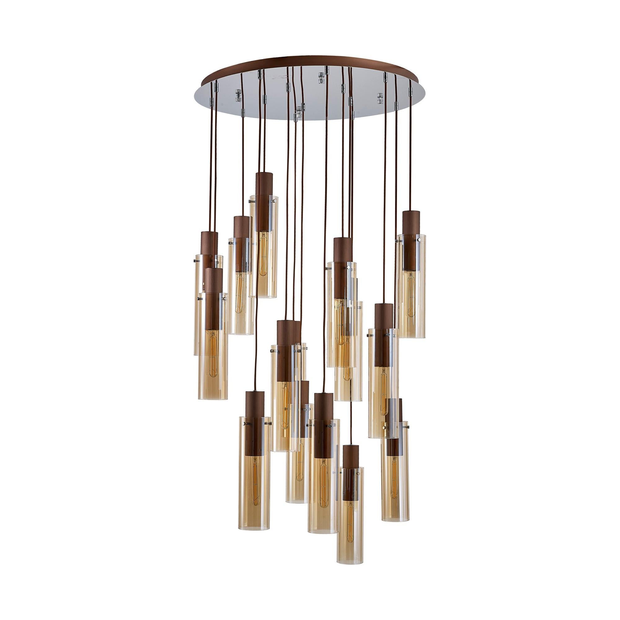 Elegant 15-Light Slim Round Pendant by Brooks