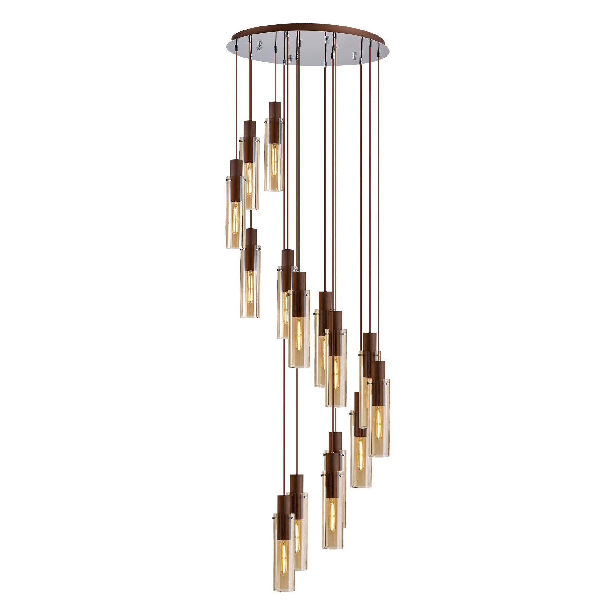 Elegant 15-Light Slim Round Pendant by Brooks