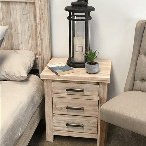 Cancun Coastal Bedside Table - White Wash