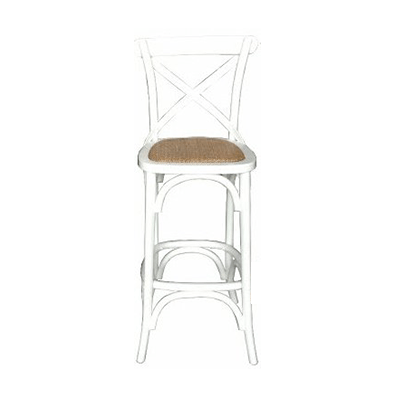 Elegant White Cross Back Bar Stool